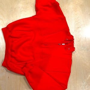 Joah brown retro half zip in the color hot sauce